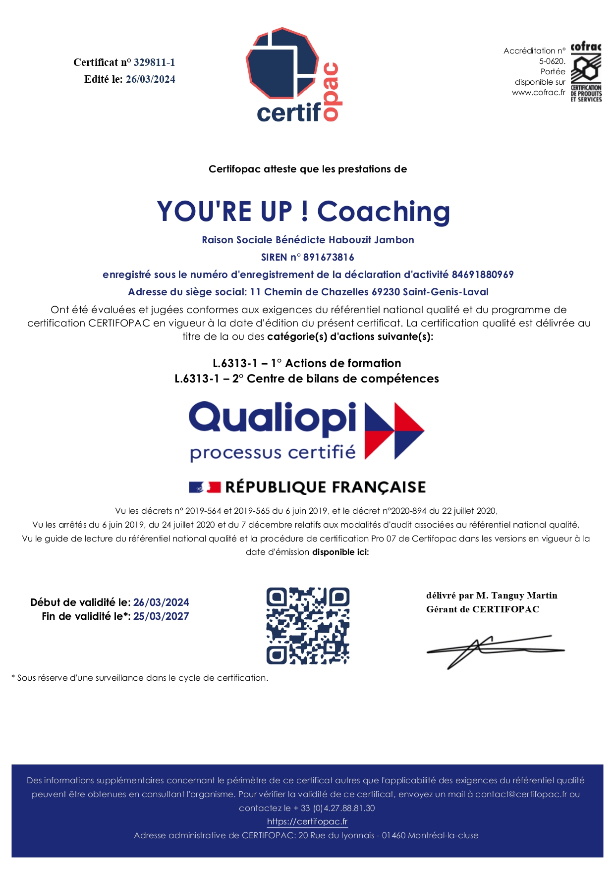 Certificat Qualiopi